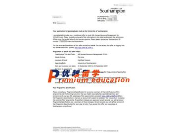 2020offer：恭喜金同學(xué)獲得南安普頓大學(xué)(世界排名：97)人力資源管理專(zhuān)業(yè)碩士通知書(shū)