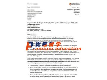 2020offer：恭喜趙同學(xué)獲得伯明翰大學(xué)(世界排名：81)對(duì)外英語(yǔ)教學(xué)專(zhuān)業(yè)碩士通知書(shū)