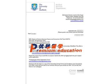 2020offer：恭喜胡同學(xué)獲得謝菲爾德大學(xué)(世界排名：78)工商金融與經(jīng)濟理學(xué)專業(yè)碩士通知書