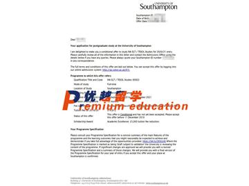 2020offer：恭喜金同學(xué)獲得南安普頓大學(xué)(世界排名：97)英語教學(xué)研究專業(yè)碩士通知書