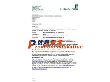 2020offer：恭喜程同學(xué)獲得利茲大學(xué)(世界排名：93)材料科學(xué)與工程專業(yè)碩士通知書