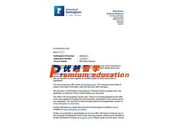 2020offer：恭喜趙同學獲得諾丁漢大學(世界排名：96)數據科學專業(yè)碩士通知書