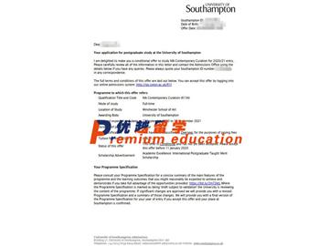 2020offer：恭喜周同學獲得南安普頓大學(世界排名：97)當代策展專業(yè)文學碩士通知書