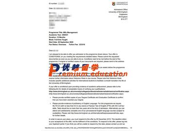 2020offer：恭喜孟同學獲得伯明翰大學(世界排名：81)管理專業(yè)碩士通知書