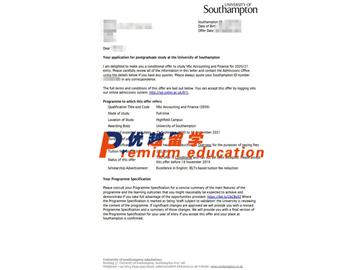 2020offer：恭喜許同學獲得南安普頓大學(世界排名：97)會計與金融專業(yè)碩士通知書