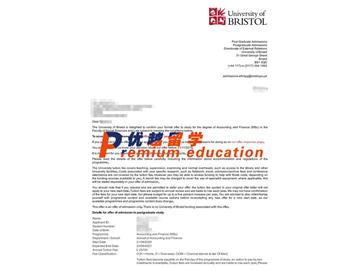 2020offer：恭喜王同學(xué)獲得布里斯托大學(xué)(世界排名：49)會(huì)計(jì)與金融專業(yè)碩士通知書