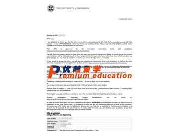 2020offer：恭喜沈同學(xué)獲得愛丁堡大學(xué)(世界排名：20)高性能計(jì)算與數(shù)據(jù)科學(xué)專業(yè)碩士通知書