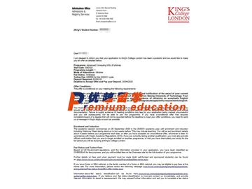 2020offer：恭喜孫同學(xué)獲得倫敦國(guó)王學(xué)院(世界排名：33)高等計(jì)算機(jī)專業(yè)碩士通知書