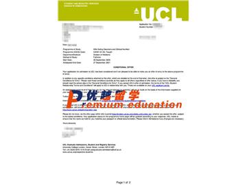 2020offer：恭喜李同學(xué)獲得倫敦大學(xué)學(xué)院(世界排名：8)飲食失調(diào)與臨床營(yíng)養(yǎng)學(xué)專業(yè)碩士通知書