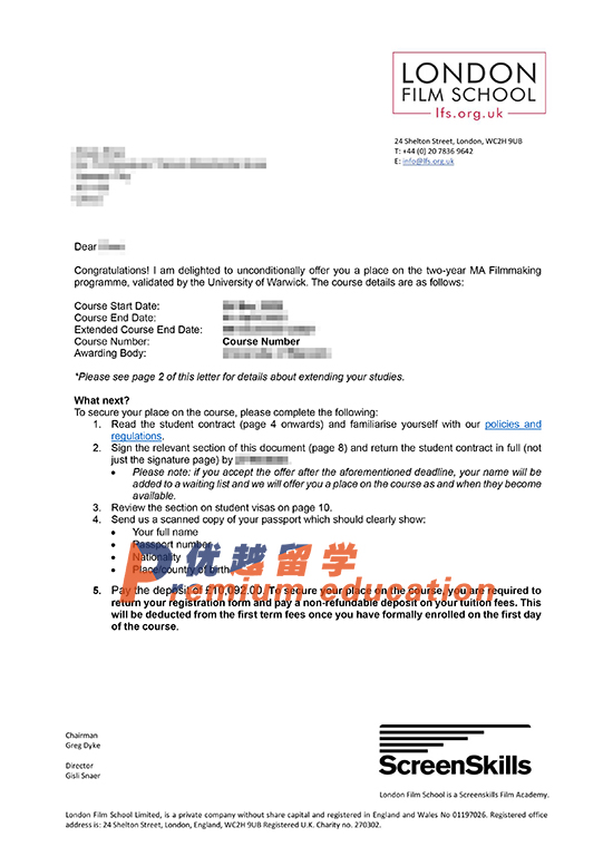 2020offer：恭喜趙同學(xué)獲得倫敦電影學(xué)院電影制作課程專業(yè)碩士通知書